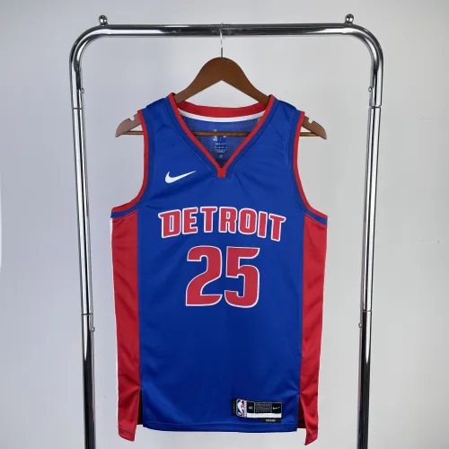 2023-24 Detroit Pistons Away Blue Derrick Rose #25 Men's Jersey