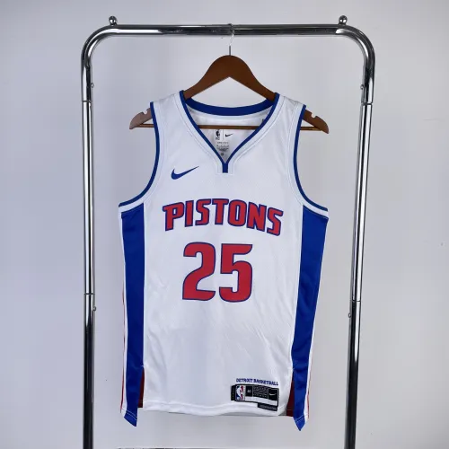 2023-24 Detroit Pistons Camiseta blanca Derrick Rose #25 Hombre