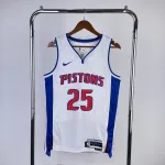 Maillot blanc Derrick Rose #25 des Detroit Pistons 2023-24 pour homme 2023-24 Detroit Pistons White Derrick Rose #25 Men's Jersey