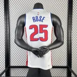2023-24 Detroit Pistons White Derrick Rose #25 Men's Jersey
