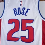 2023-24 Detroit Pistons White Derrick Rose #25 Men's Jersey