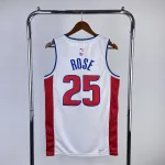 2023-24 Detroit Pistons White Derrick Rose #25 Men's Jersey