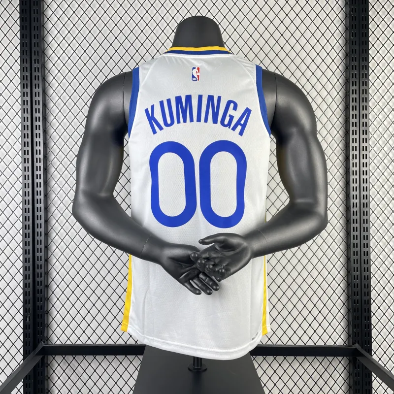2023/24 Golden State Warriors V-Neck White Jonathan Kuminga #00 Men's Jersey
