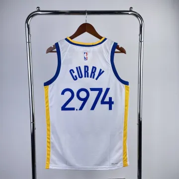 2023/24 Golden State Warriors V-Neck White Stephen Curry #2974 Camisola para homem