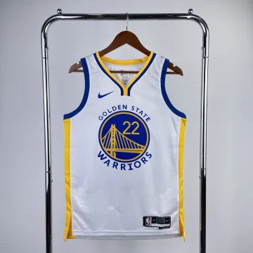 2023/24 Golden State Warriors V-hals wit Andrew Wiggins #22 Heren Jersey