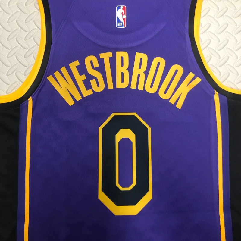 Camisa masculina Russell Westbrook #0 dos Los Angeles Lakers, Edição Jordan, 2023/24