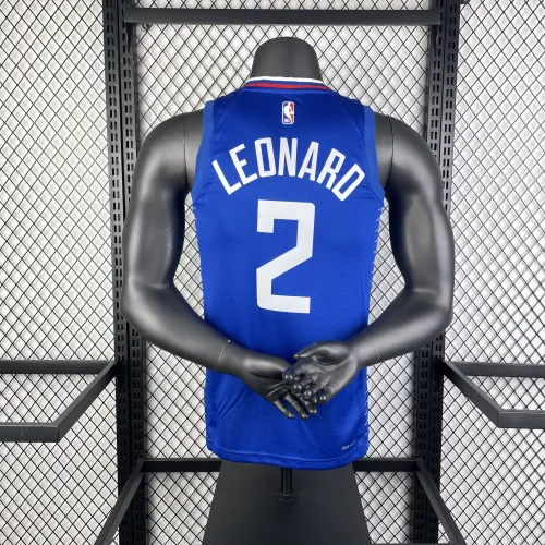 Camisa masculina dos LA Clippers 2023/24, para jogos fora de casa, azul, Kawhi Leonard, #2