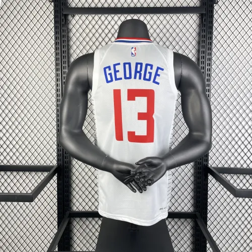 Camisa branca de casa dos LA Clippers 2023/24, Paul George, #13, para homem