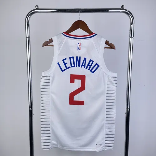 Camisa masculina branca de casa dos LA Clippers 2023/24, Kawhi Leonard, #2
