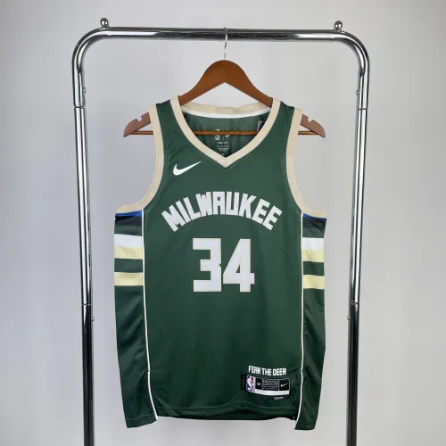 2023/24 Milwaukee Bucks Vert Giannis Antetokounmpo #34 Maillot Homme