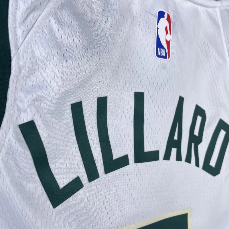 2023/24 Milwaukee Bucks Home Weiß Damian Lillard #0 Herren Trikot