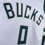 2023/24 Milwaukee Bucks Home Weiß Damian Lillard #0 Herren Trikot