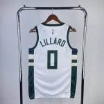 2023/24 Milwaukee Bucks Home Weiß Damian Lillard #0 Herren Trikot