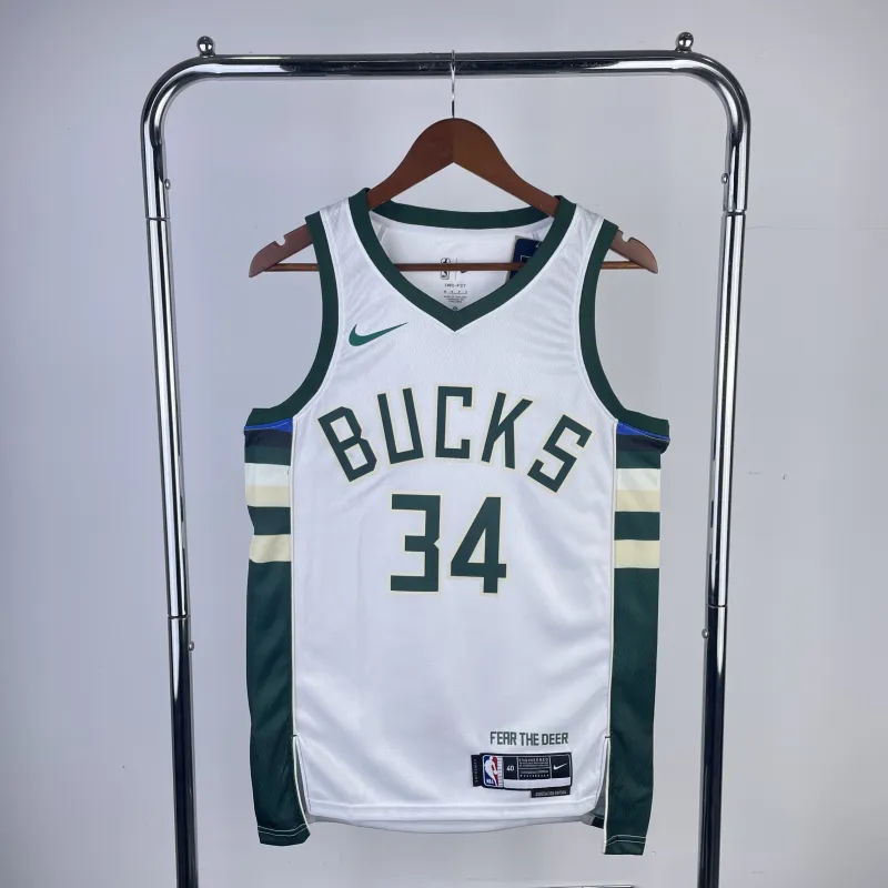 2023/24 Milwaukee Bucks Home White Giannis Antetokounmpo #34 Men’s Jersey