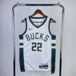 2023/24 Milwaukee Bucks Home branco Khris Middleton #22 Camisola para homem 2023/24 Milwaukee Bucks Home White Khris Middleton #22 Men’s Jersey