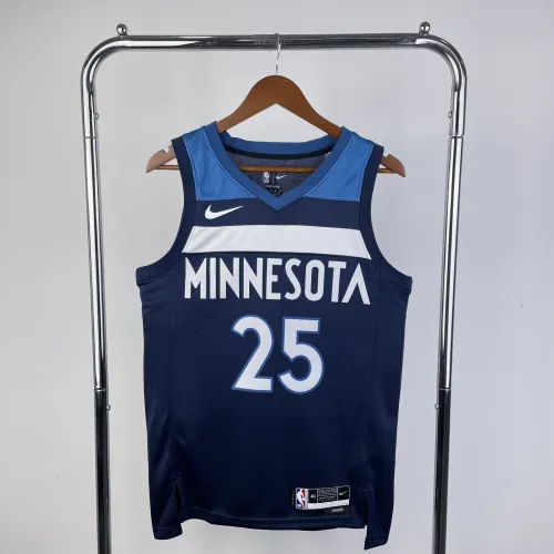 2023/24 Minnesota Timberwolves Away Blue Derrick Rose #25 Men's Jersey