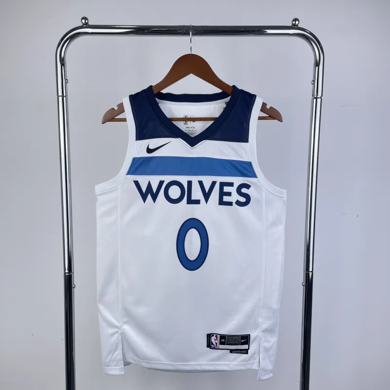 2023/24 Minnesota Timberwolves Home White D'Angelo Russell #0 Camisola para homem