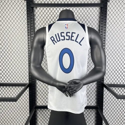 2023/24 Minnesota Timberwolves Home White D'Angelo Russell #0 Camisola para homem