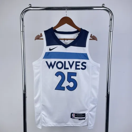 2023/24 Minnesota Timberwolves Home White Derrick Rose #25 Men's Jersey