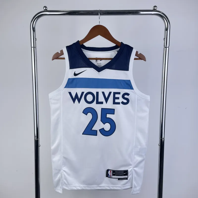 2023/24 Minnesota Timberwolves Home White Derrick Rose #25 Men’s Jersey