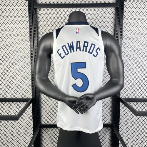 2023/24 Minnesota Timberwolves Home White Anthony Edwards #5 Men’s Jersey