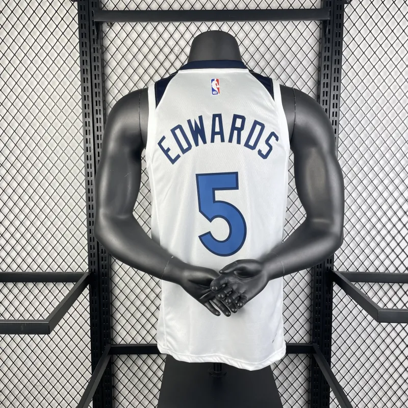 2023/24 Minnesota Timberwolves Home White Anthony Edwards #5 Men’s Jersey