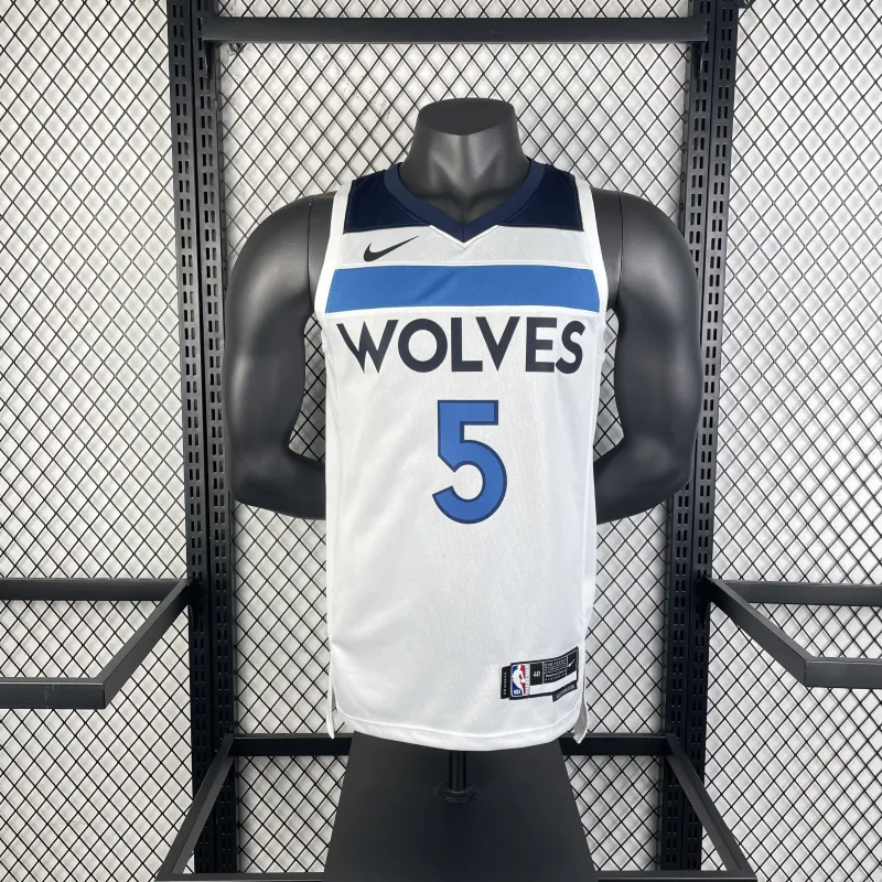 2023/24 Minnesota Timberwolves Home White Anthony Edwards #5 Men’s Jersey