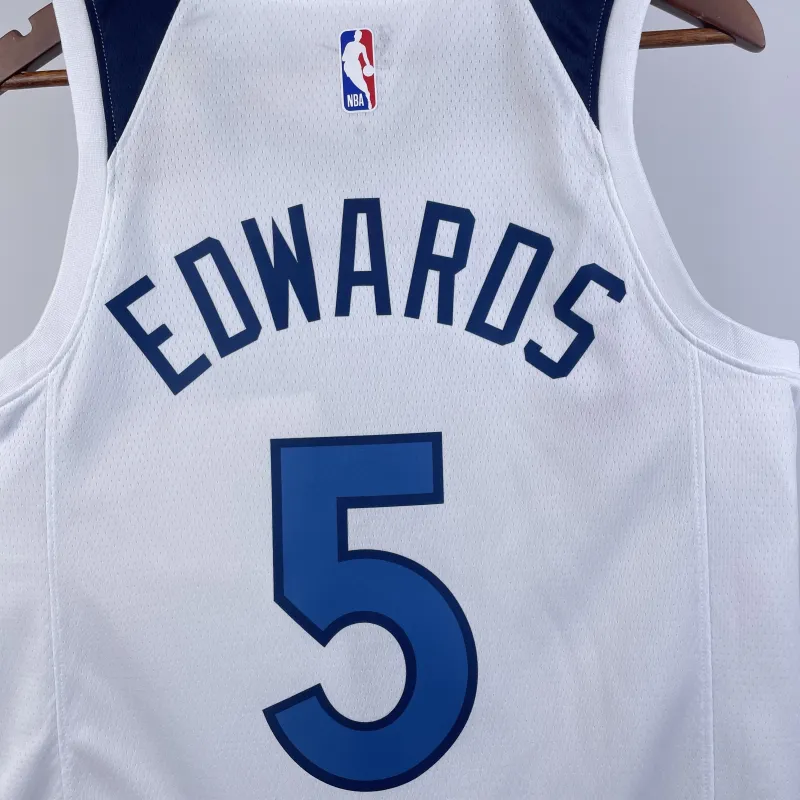 2023/24 Minnesota Timberwolves Home White Anthony Edwards #5 Men’s Jersey