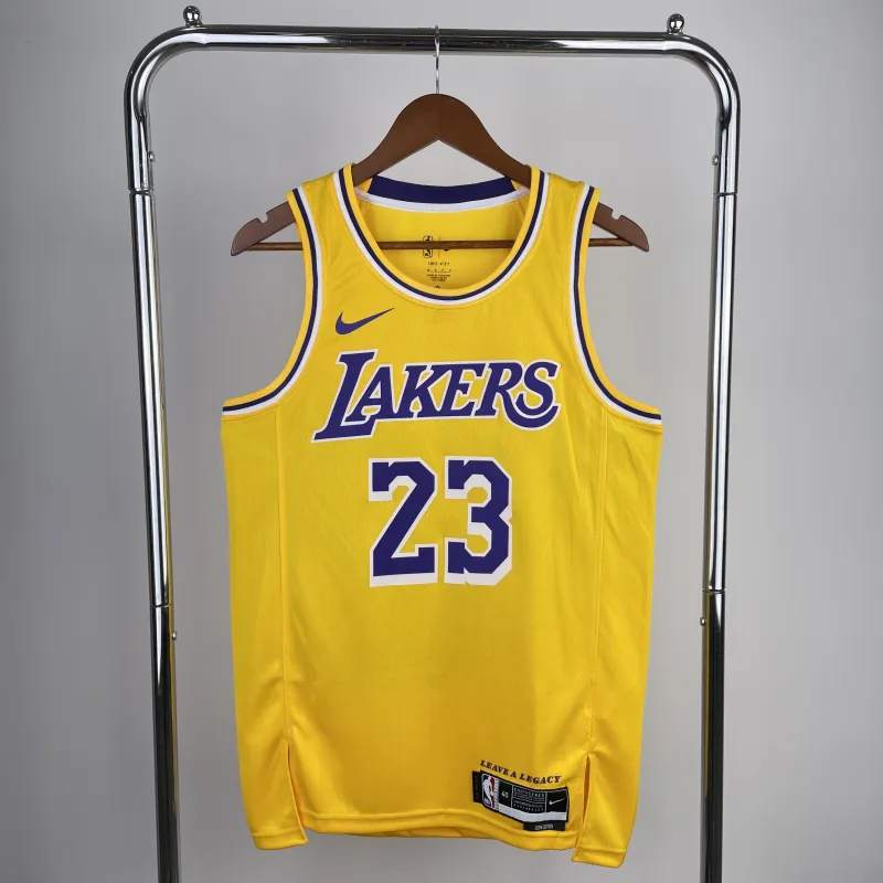 2023/24 Los Angeles Lakers LeBron James #23 Camisola amarela para homem