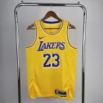 2023/24 Los Angeles Lakers LeBron James #23 Camisola amarela para homem 2023/24 Los Angeles Lakers LeBron James #23 Camisola amarela para homem