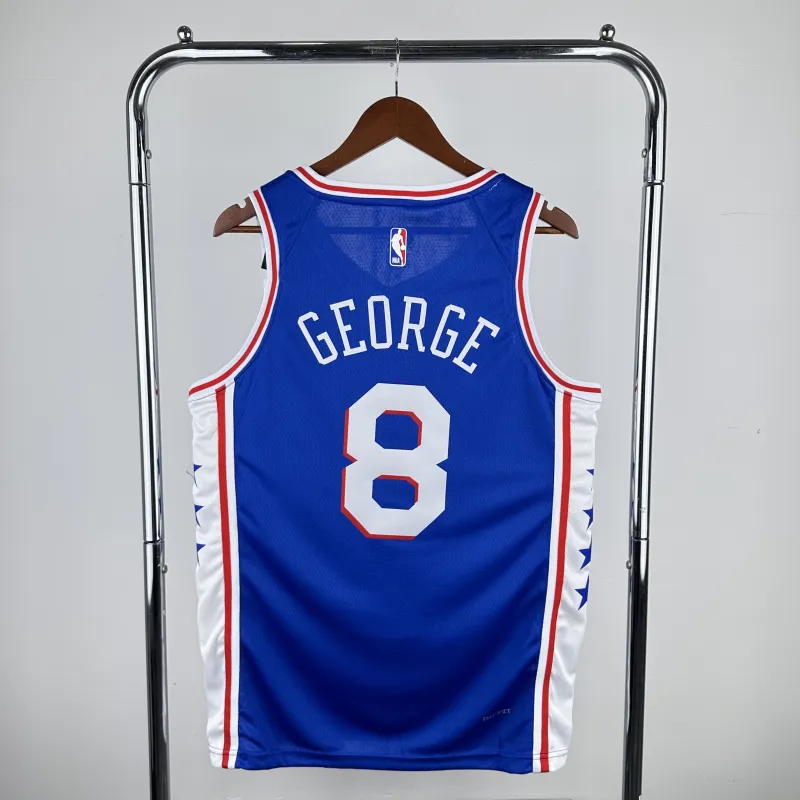2023/24 Philadelphia 76ers Auswärts Blau Paul George #8 Herren Trikot