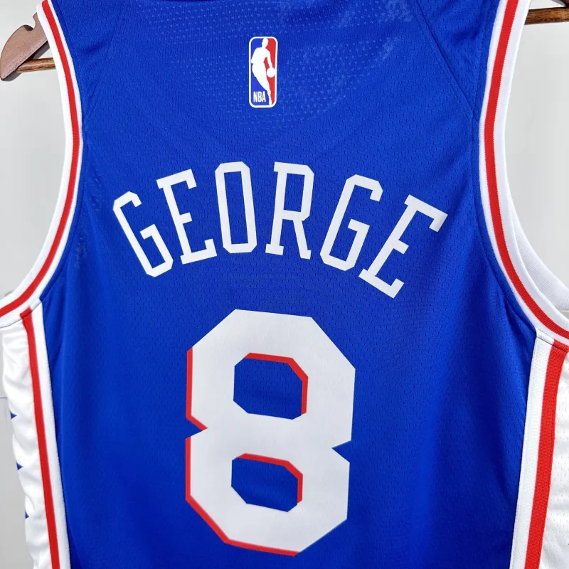 2023/24 Philadelphia 76ers Auswärts Blau Paul George #8 Herren Trikot