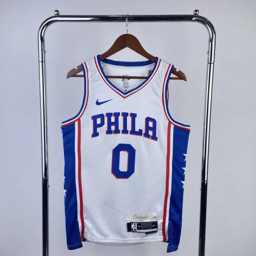 2023/24 Philadelphia 76ers Home branco Tyrese Maxey #0 Camisola para homem