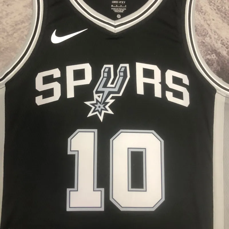 2023/24 San Antonio Spurs Black Jeremy Sochan #10 Jersey | NBA Swingman Jersey