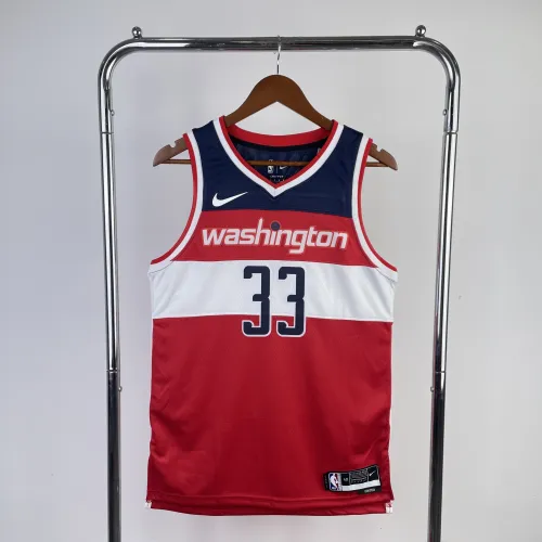 Maglia da trasferta rossa dei Washington Wizards 2023-24 di Kyle Kuzma (modello #33) da uomo