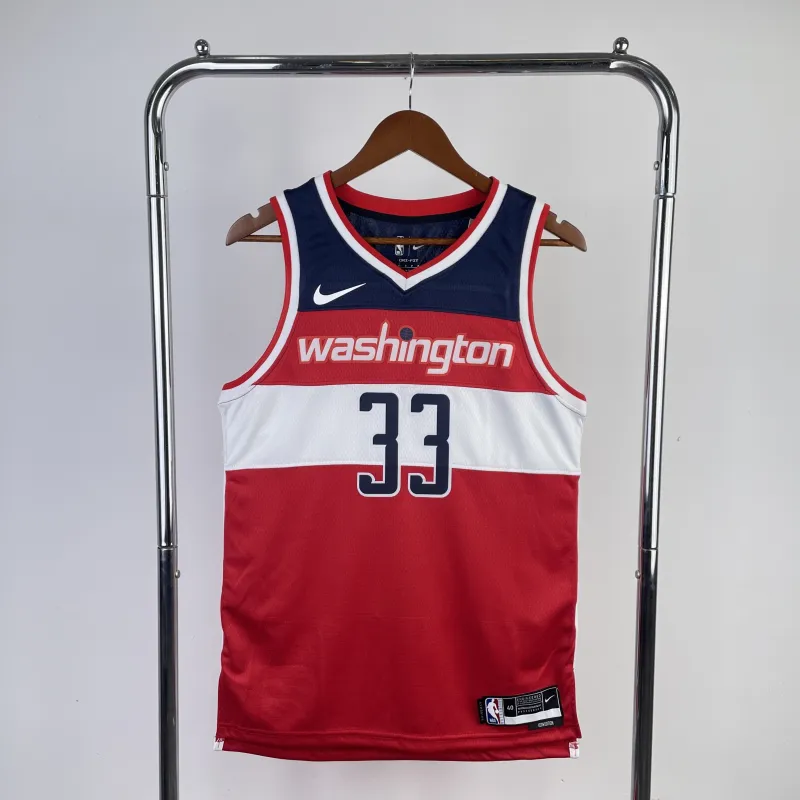 2023-24 Washington Wizards Away Red Kyle Kuzma #33 Camisola para homem