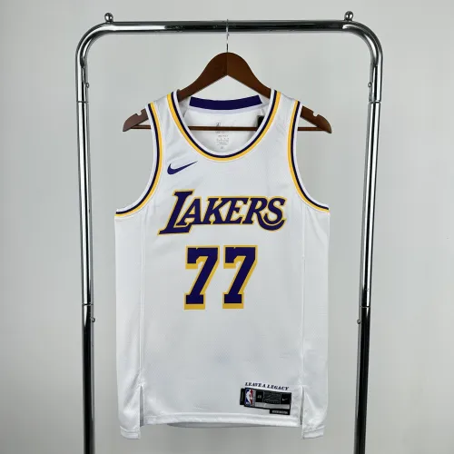 2023/24 Los Angeles Lakers Luka Doncic #77 Blanc Maillot Hommes