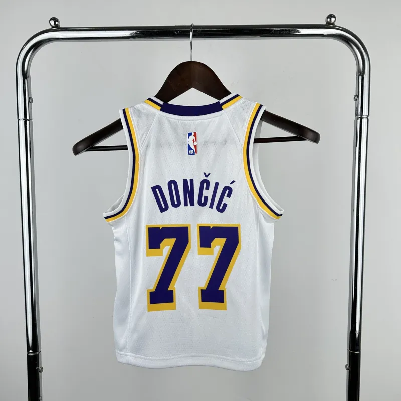 2023/24 Los Angeles Lakers Luka Doncic #77 Youth White Jersey