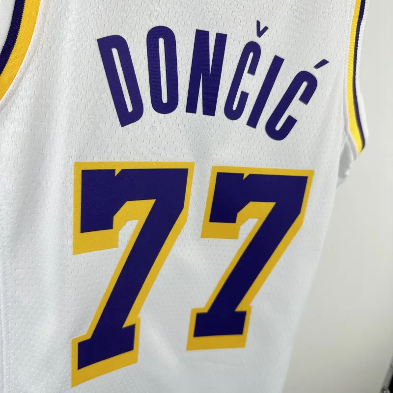 2023/24 Los Angeles Lakers Luka Doncic #77 Youth White Jersey