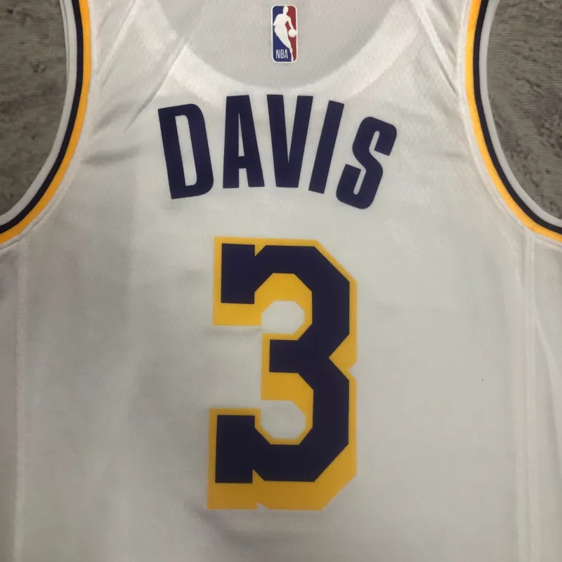 Maillot blanc pour homme Anthony Davis #3 des Los Angeles Lakers, saison 2023/24