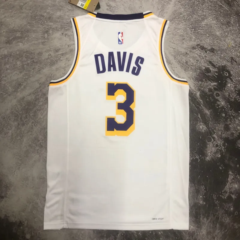 Maillot blanc pour homme Anthony Davis #3 des Los Angeles Lakers, saison 2023/24