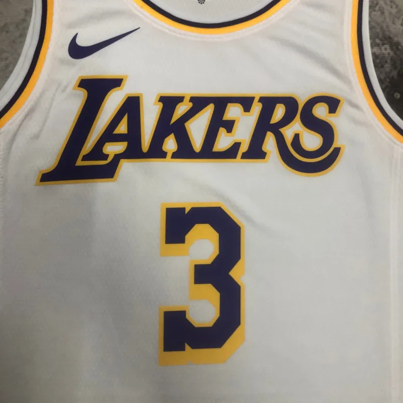 Maillot blanc pour homme Anthony Davis #3 des Los Angeles Lakers, saison 2023/24