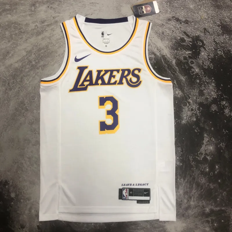 Maillot blanc pour homme Anthony Davis #3 des Los Angeles Lakers, saison 2023/24