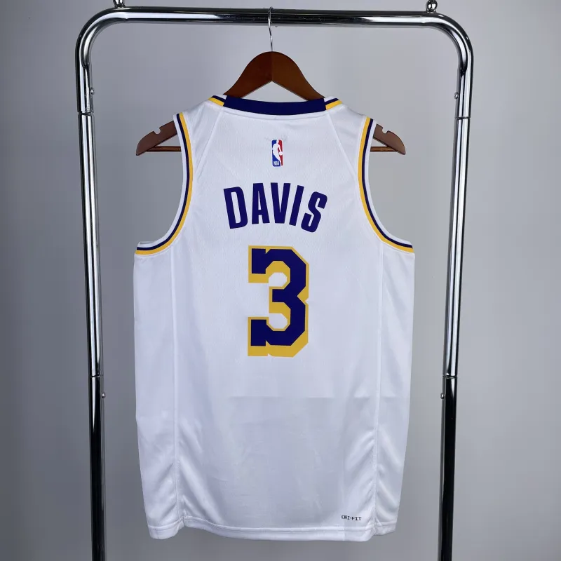 Maillot blanc pour homme Anthony Davis #3 des Los Angeles Lakers, saison 2023/24