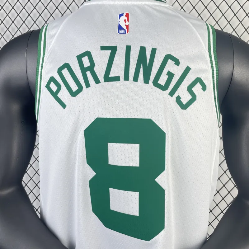 2023/24 Boston Celtics Kristaps Porzingis #8 White Men’s Jersey