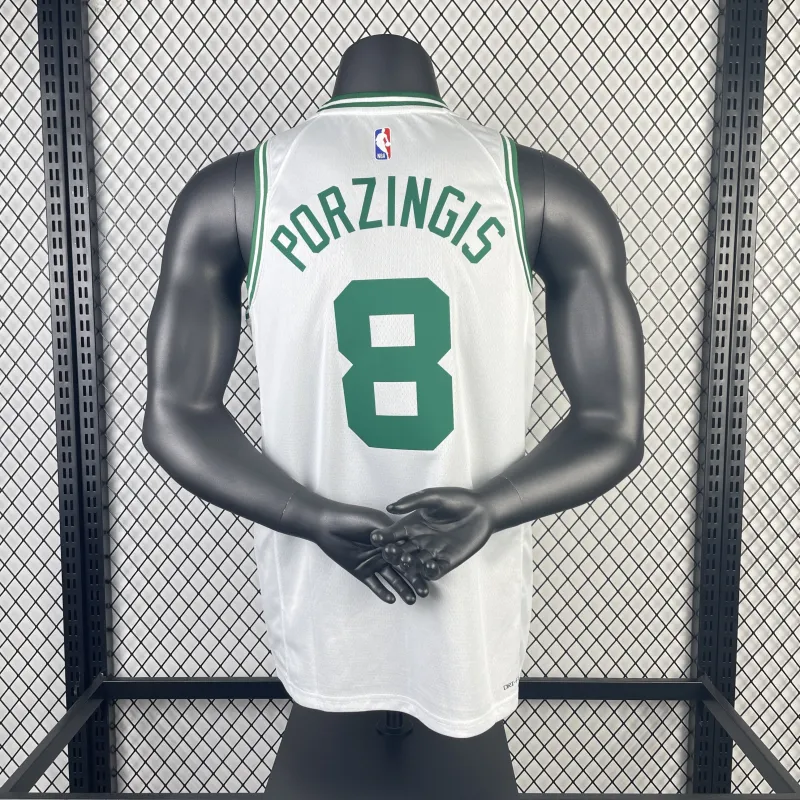 2023/24 Boston Celtics Kristaps Porzingis #8 White Men’s Jersey