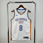 Maglia da uomo bianca degli Oklahoma City Thunder di Jalen Williams, modello #8, stagione 2023-24. 2023-24 Oklahoma City Thunder White Jalen Williams #8 Men’s Jersey
