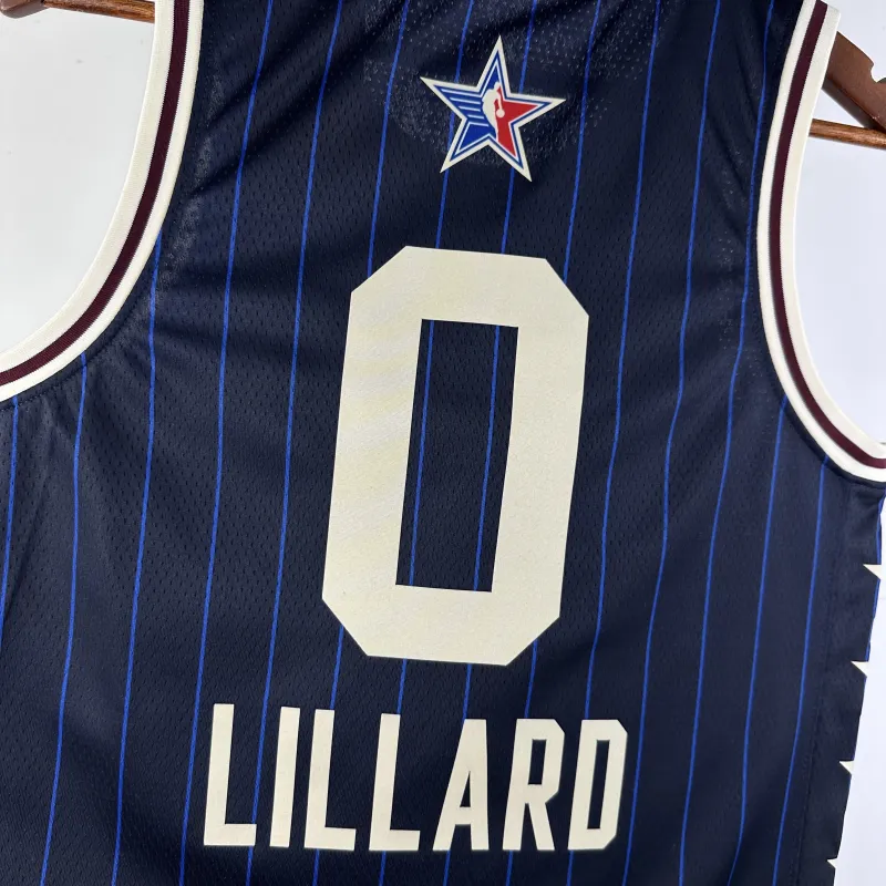 2024/25 Milwaukee Bucks All-Star Blue Damian Lillard #0 Men’s Jersey