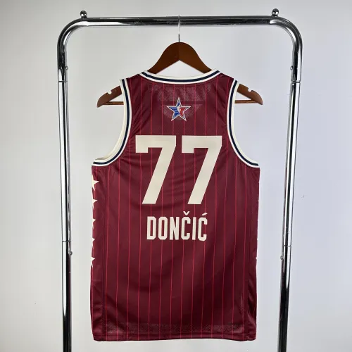 Maglia da uomo rossa dei Dallas Mavericks All-Star 2024/25 di Luka Doncic (modello #77)