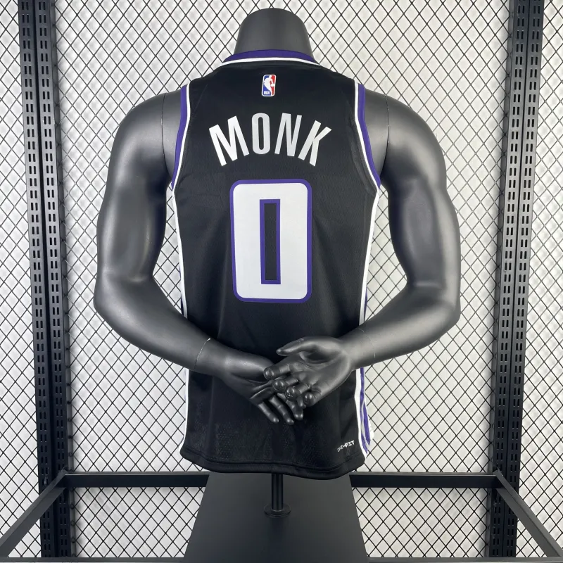2024-25 Sacramento Kings Away Black Malik Monk #0 Men’s Jersey